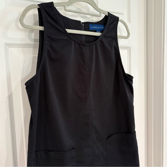 Karen Scott Black Sleeveless Jumper Dress Size M Pockets Classic - Picture 4 of 10